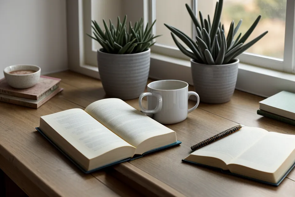 Cuaderno de apuntes sobre ansiedad y concentración lectora con subrayados de colores